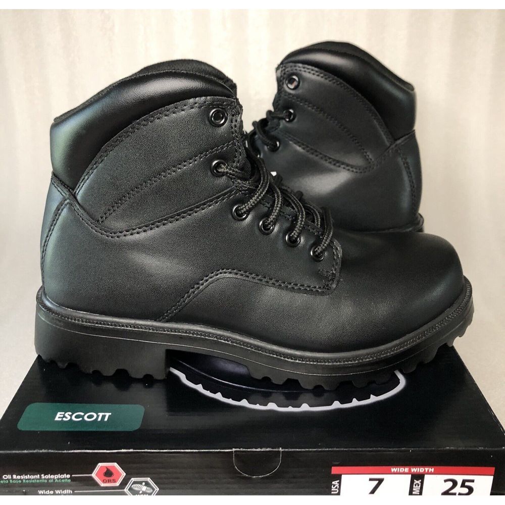 Brahma Escott Men's Soft Toe 6" Black Work Boot Slip & Oil Resistant Size 7W/25W